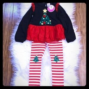 Christmas Tree Peplum Top with Striped Leggings